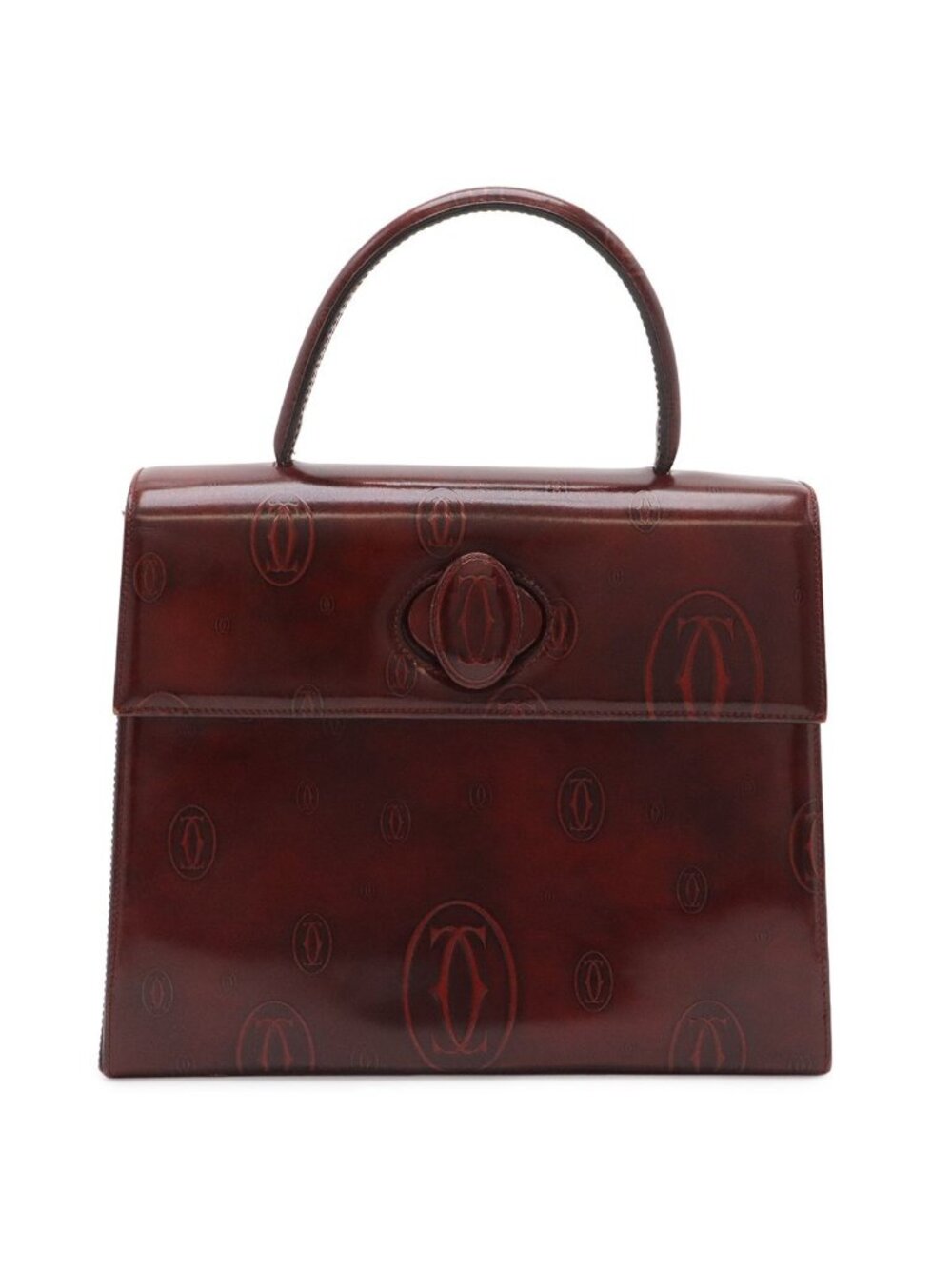 Cartier Happy Birthday Handbag Flap Bag Patent Calfskin Patent Leather Bordeaux